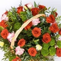 Композиция № 38 с красными розами и гвоздикой — фото 5