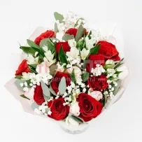 Букет № 294 с красными розами и тюльпанами  — фото 3