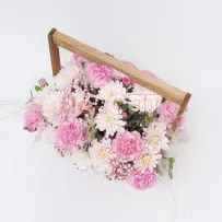 Композиция № 165 с хризантемой в деревянном ящике  — фото 61