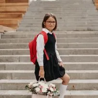 Сумочка Школьная №5 белая с кустовой розой и хризантемой — фото 32