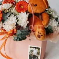 Композиция № 224 в сумочке с герберами — фото 8