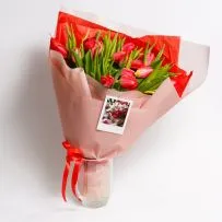 Букет № 573 из 15 красных тюльпанов — фото 3