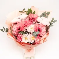 Букет № 7 сборный с розовыми герберами  — фото 43