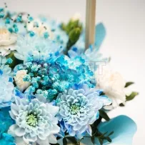 Композиция № 181 голубая в деревянном кашпо  — фото 25