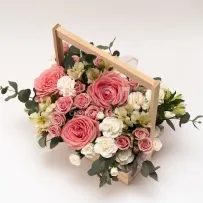 Композиция № 189 с розами и гвоздикой  — фото 25