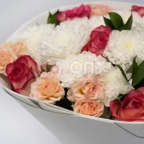 Букет № 513 с белой хризантемой и розой  — фото 19