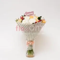 Букет № 475 с бежевыми розами  — фото 1