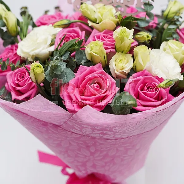 Букет № 273 с розами и белой эустомой — фото 4