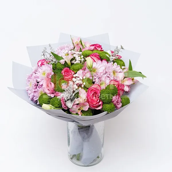 Букет № 420 с сиреневой хризантемой и розами  — фото 3