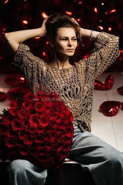 Букет № 452 из 101 российской розы — фото 2