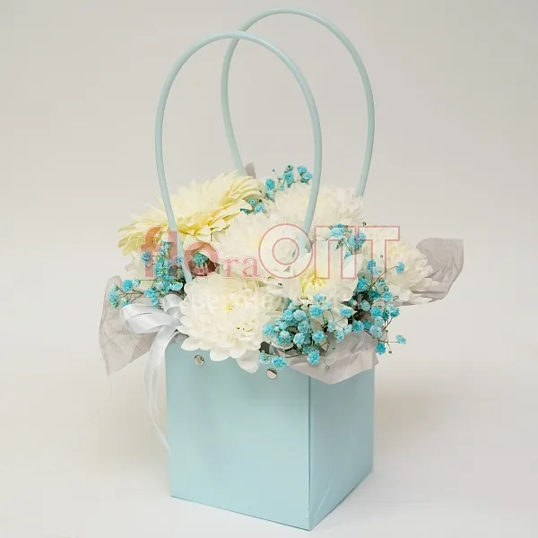 Композиция № 176 с белой хризантемой и герберой  — фото 1