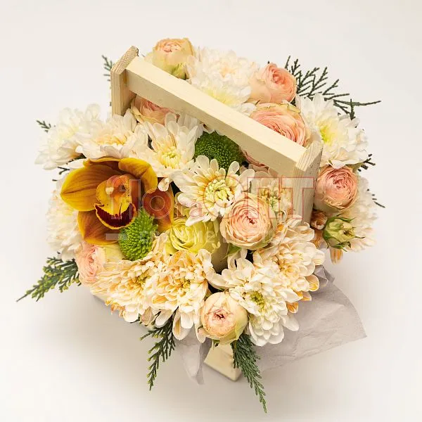 Композиция № 204 бежевая с орхидеей — фото 2