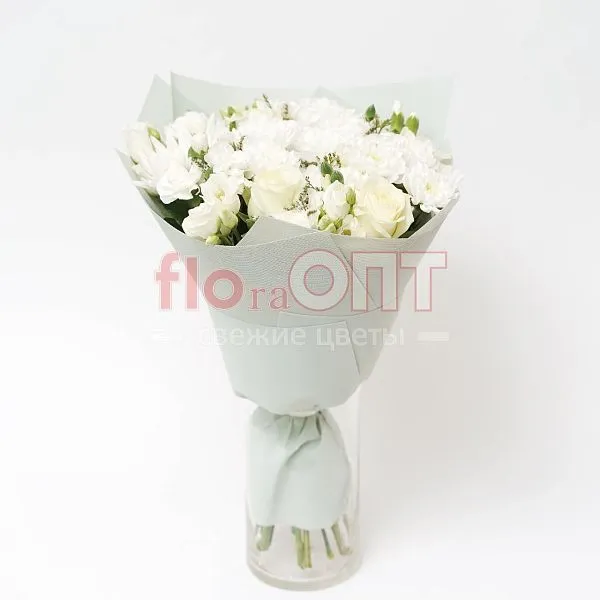 Букет № 171 сборный в белой цветовой гамме  — фото 1