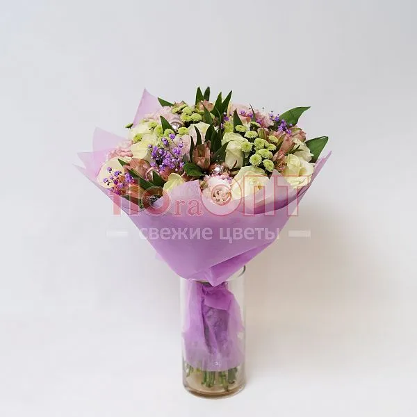 Букет № 429 сиреневый с белыми розами  — фото 1