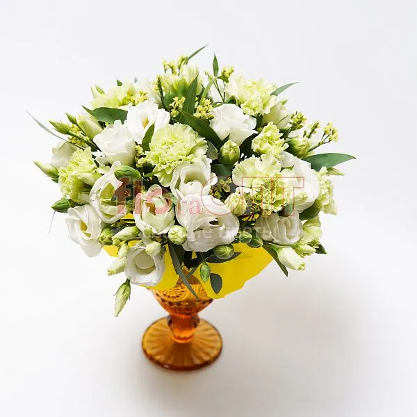 Бокал № 1 с гвоздикой и эустомой  — фото 4