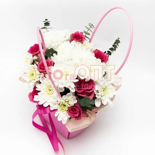 Композиция № 212 сборная в розовой сумочке  — фото 3