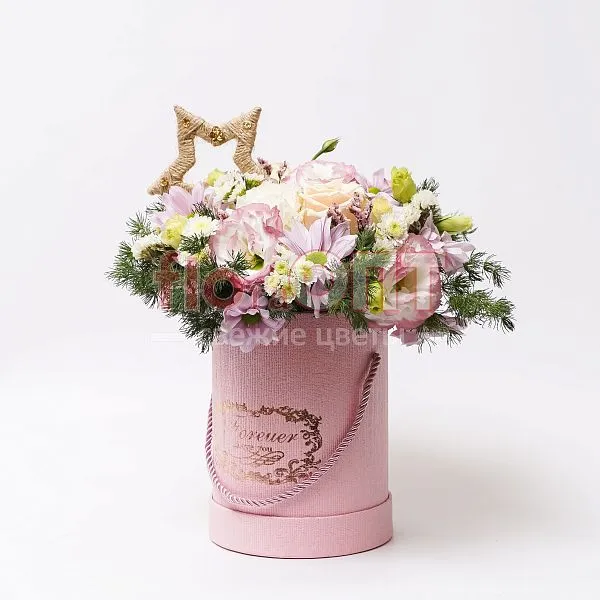 Коробка № 125 с эустомой и розой — фото 1