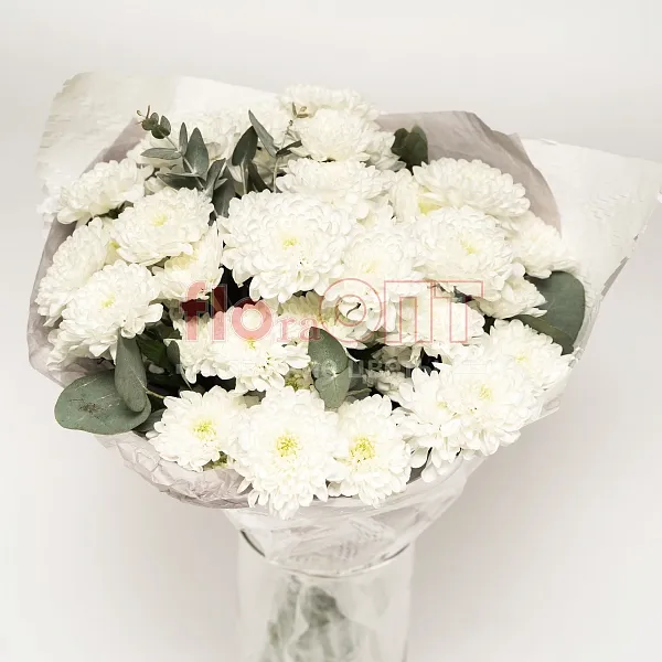 Букет № 498 с белой кустовой хризантемой  — фото 2