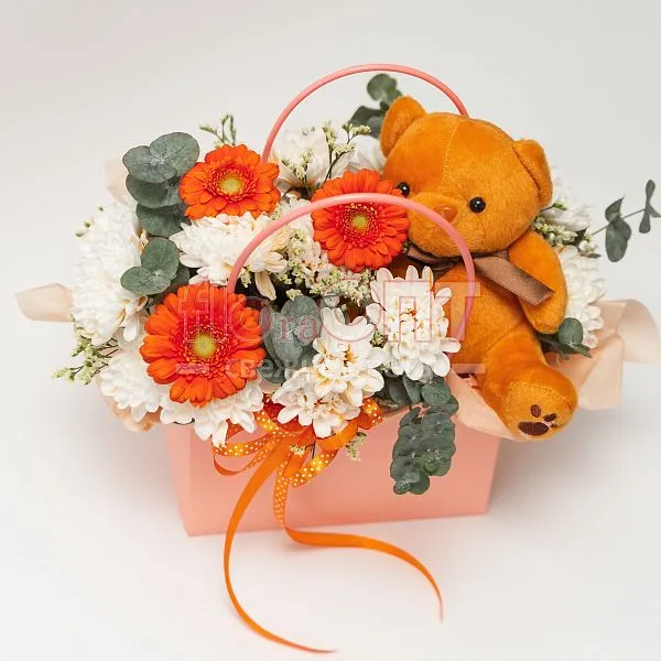 Композиция № 224 в сумочке с герберами — фото 3