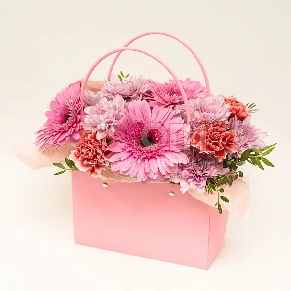 Композиция № 266 с розовыми герберами  — фото 1