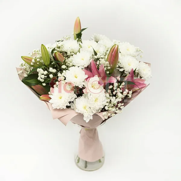 Букет № 521 с лилией и хризантемой  — фото 2