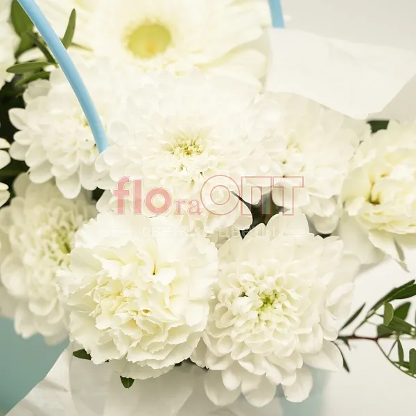 Композиция № 267 голубая с белой герберой — фото 4