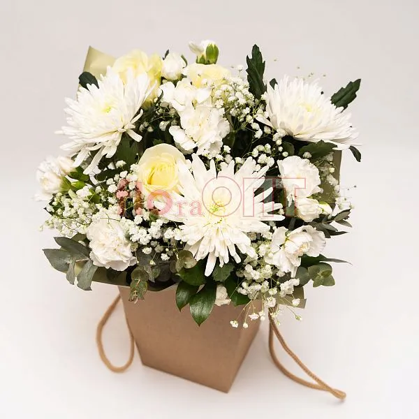 Коробка № 236 с белой одиночной хризантемой  — фото 2