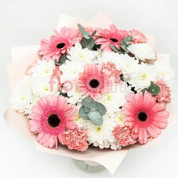 Букет № 526 сборный с розовыми герберами — фото 2