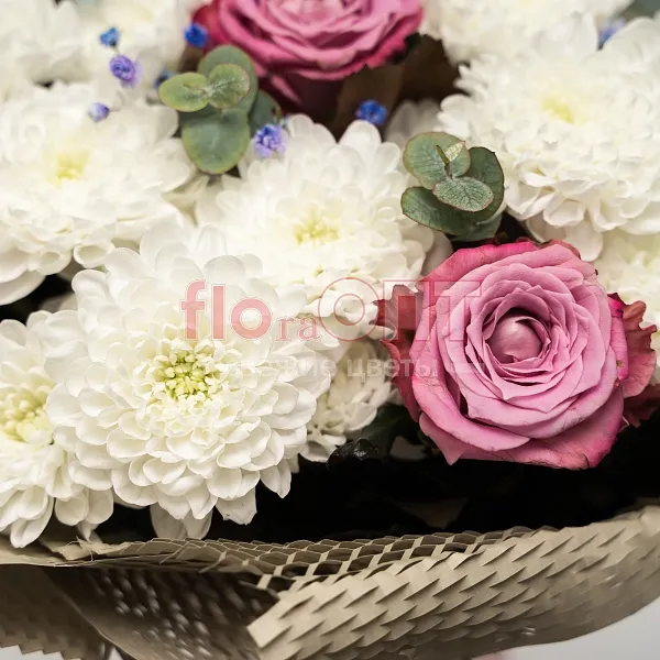 Букет № 493 с хризантемой и розами  — фото 4