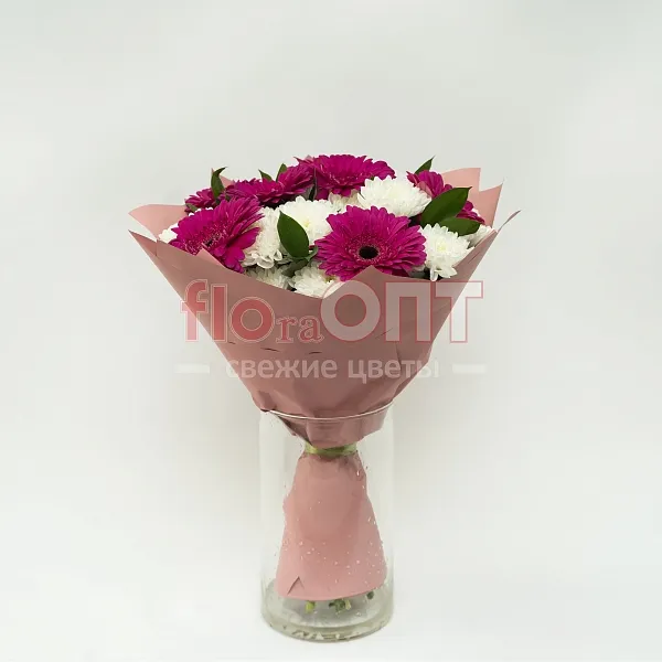 букет № 519 с герберами и хризантемой  — фото 1