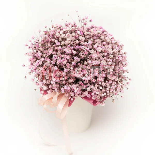 Цветочный стаканчик № 161 с розовой гипсофилой  — фото 3