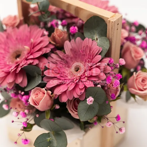 Композиция № 186 розовая с герберами  — фото 3