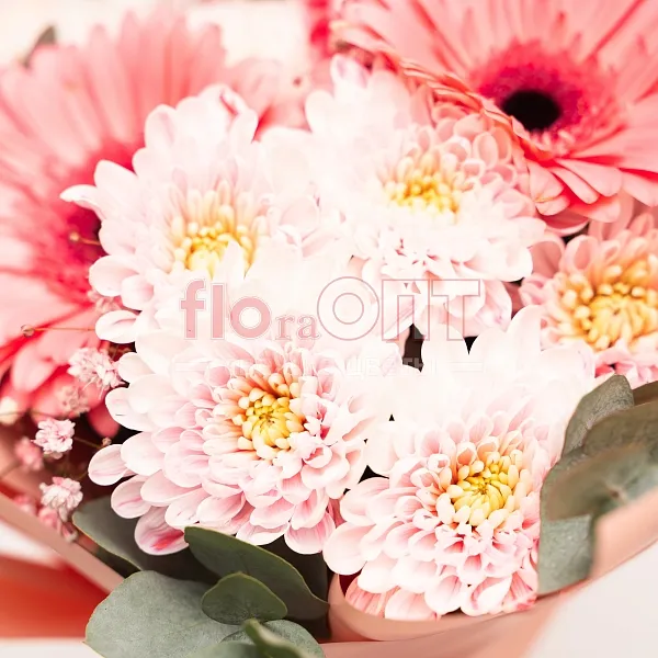 Букет № 7 сборный с розовыми герберами  — фото 4