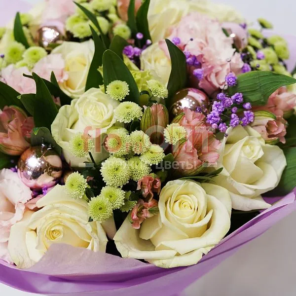 Букет № 429 сиреневый с белыми розами  — фото 4
