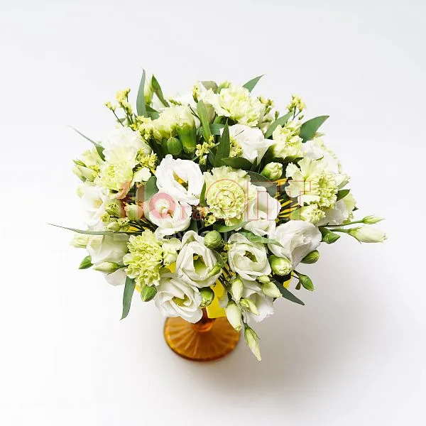 Бокал № 1 с гвоздикой и эустомой  — фото 2