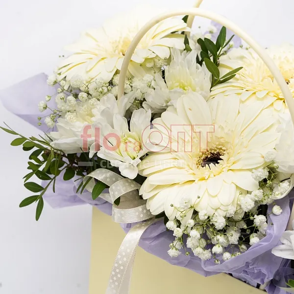 Коробка № 286 с белыми герберами  — фото 2