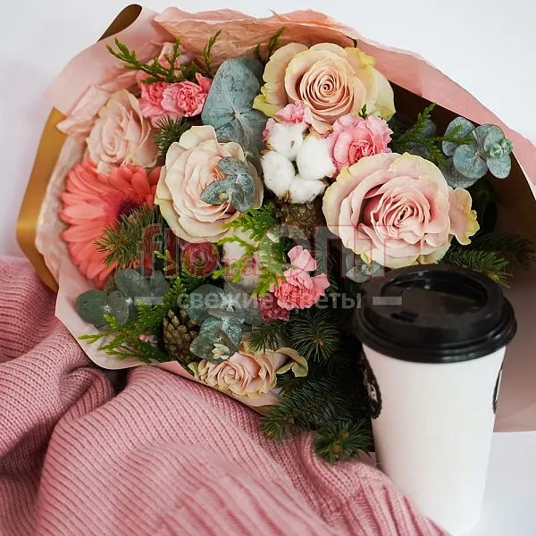 Букет № 470 с розовой герберой — фото 5