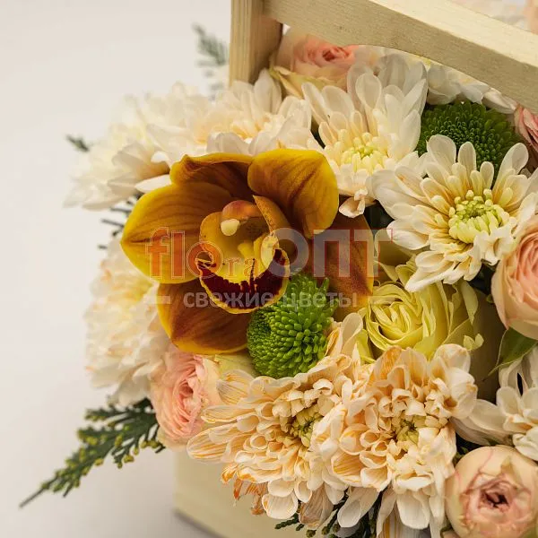 Композиция № 204 бежевая с орхидеей — фото 3