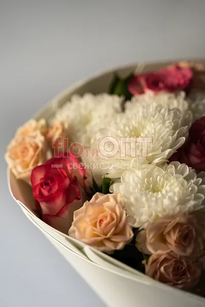 Букет № 513 с белой хризантемой и розой  — фото 5