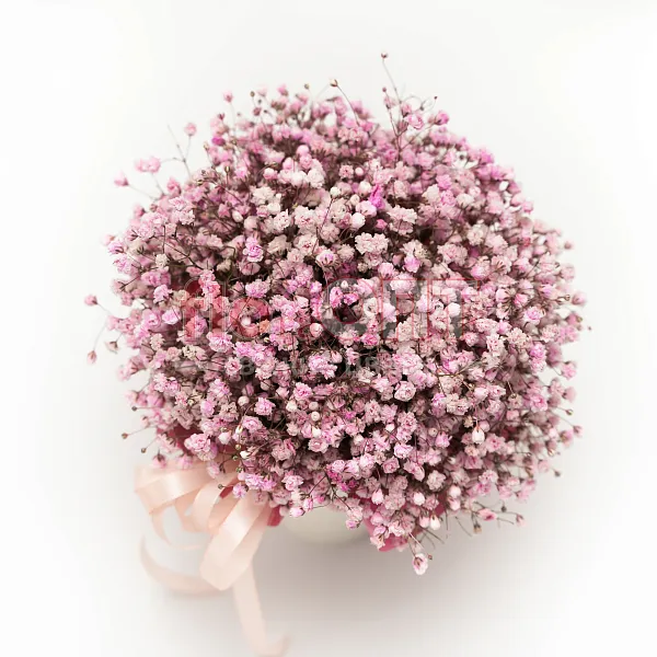 Цветочный стаканчик № 161 с розовой гипсофилой  — фото 2