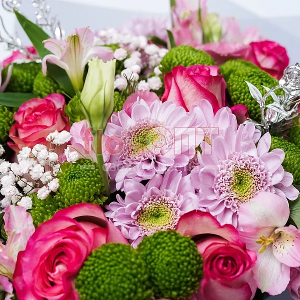 Букет № 420 с сиреневой хризантемой и розами  — фото 4