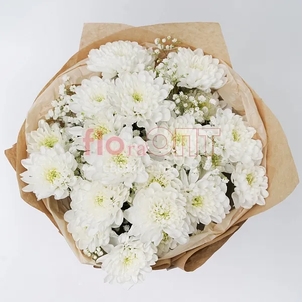 Букет № 176 с белой кустовой хризантемой  — фото 2