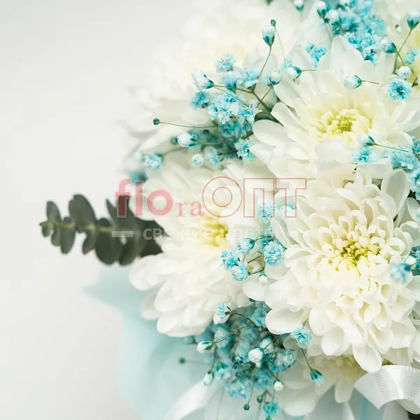 Цветочный стаканчик № 165 с хризантемой и гипсофилой  — фото 5