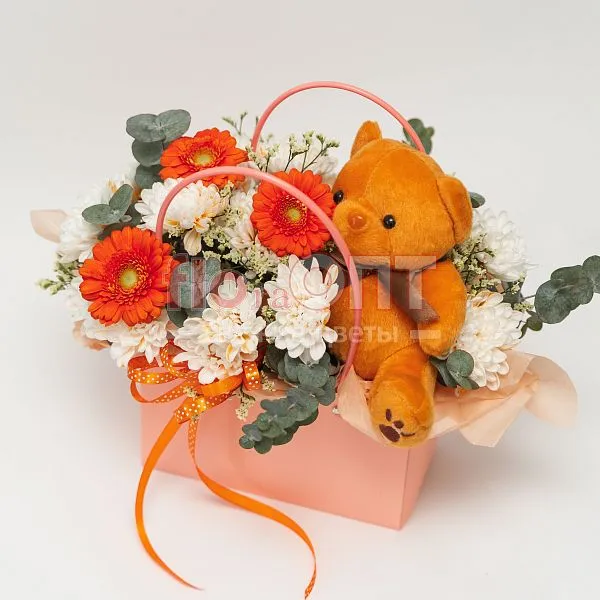 Композиция № 224 в сумочке с герберами — фото 2