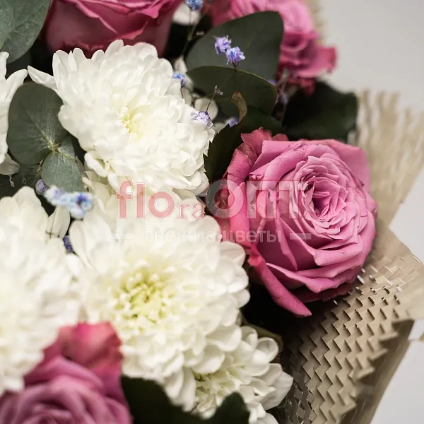 Букет № 493 с хризантемой и розами  — фото 5