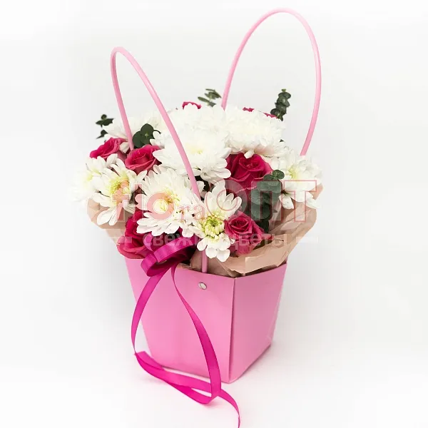 Композиция № 212 сборная в розовой сумочке  — фото 1