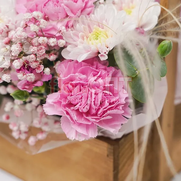 Композиция № 165 с хризантемой в деревянном ящике  — фото 3