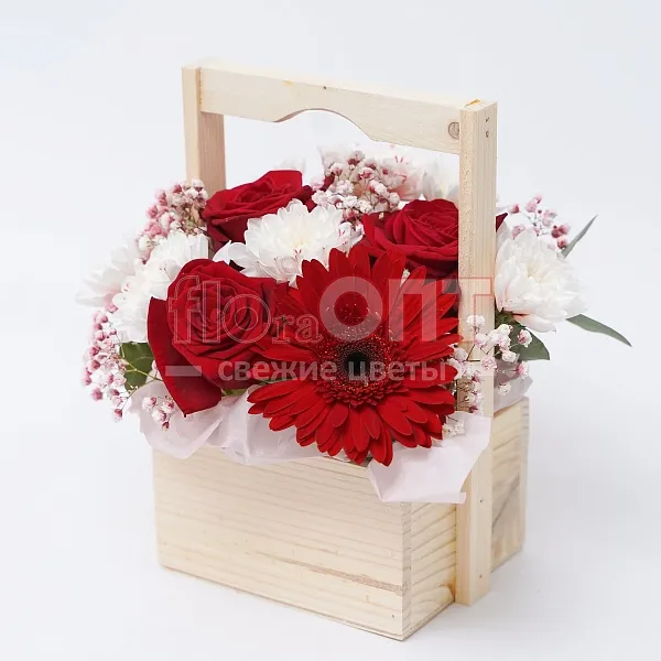 Композиция № 4 с розами и герберой  — фото 1