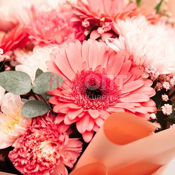 Букет № 7 сборный с розовыми герберами  — фото 3