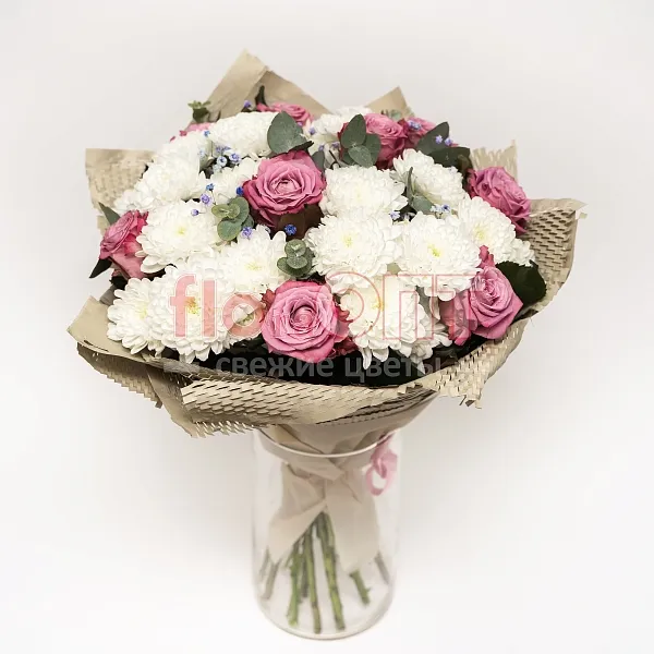 Букет № 493 с хризантемой и розами  — фото 2